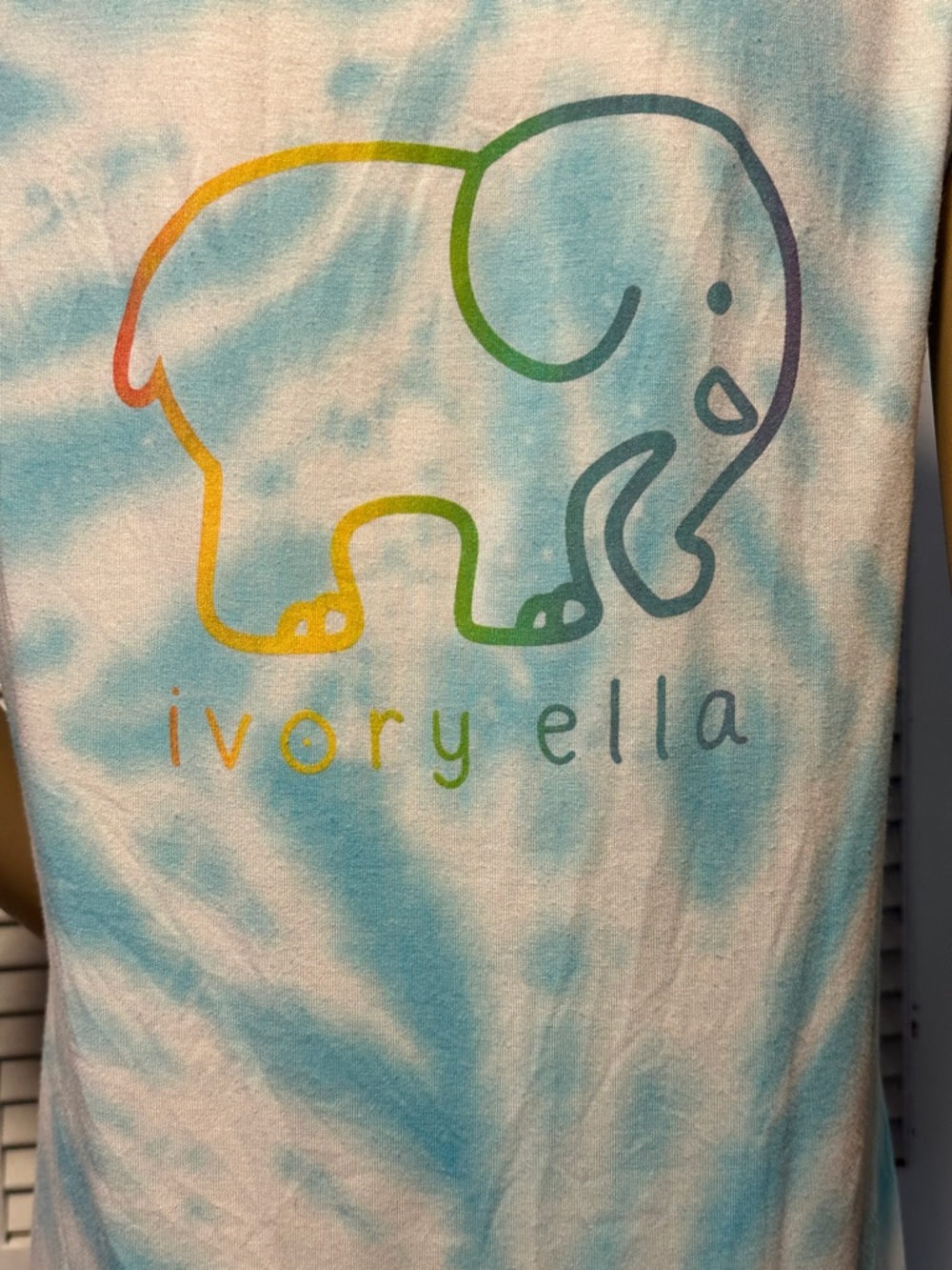 Swim Cover Up Tie Dye Blue White Hoodie T-shirt Dress Ivory Ella Elephants M